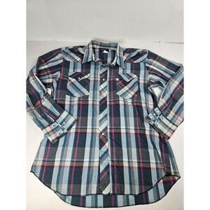 VTG Wrangler Shirt Mens Large Colorful Western Pearl‎ Snap Button Down Vintage